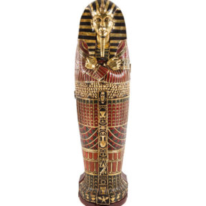 Egyptian Style Painted Composition Sarcophagus Cabinet | Unique Furniture Pewaukee, WI