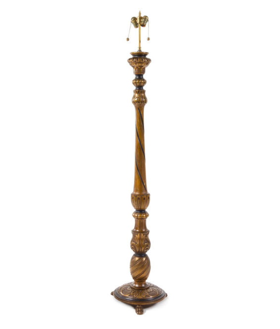 Painted and Parcel Gilt Floor Lamp | Antique Lighting | Pewaukee, WI