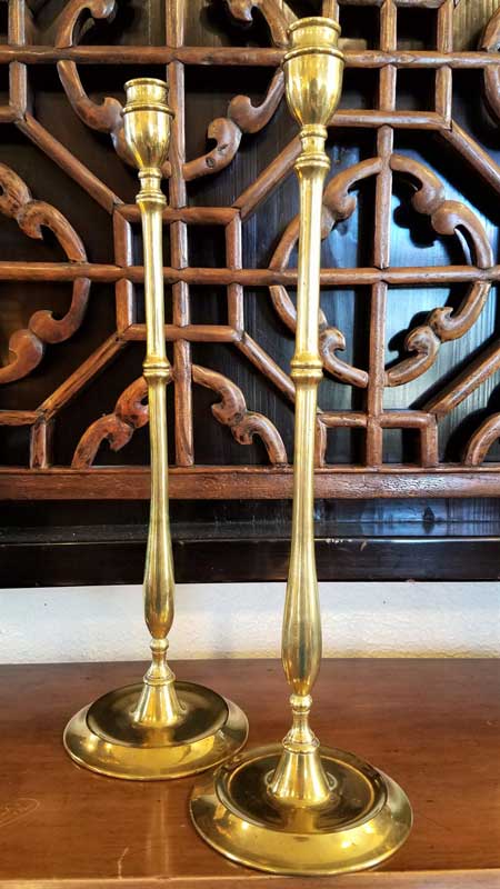 Thin Tall Brass Candlesticks