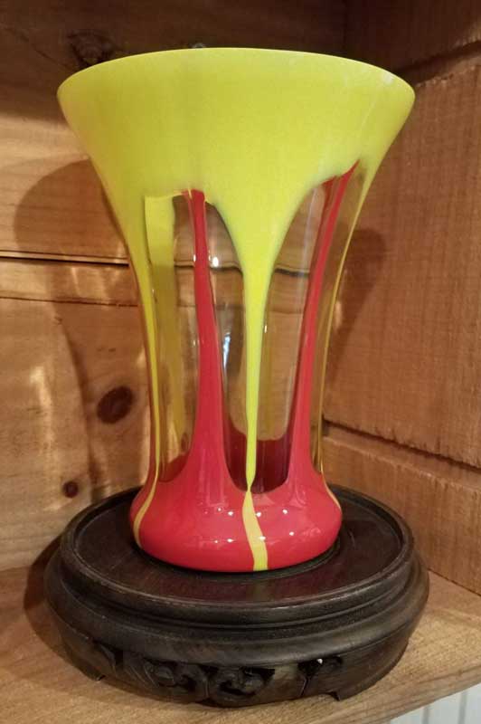 Yellow and Red Czech Glass Vase
